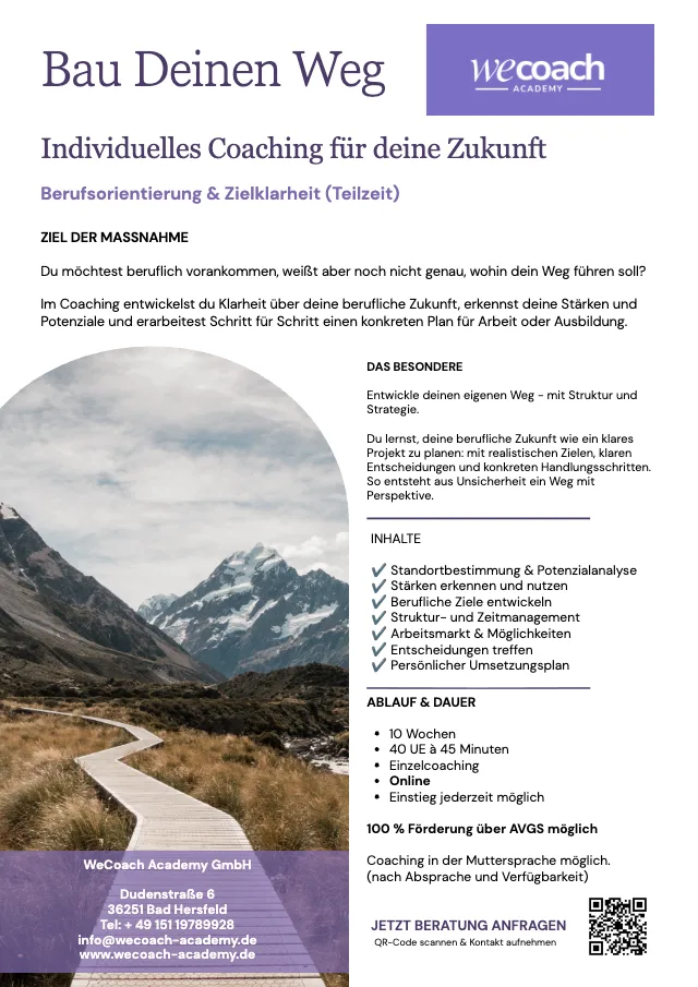 Flyer Bau Deinen Weg Online Coaching