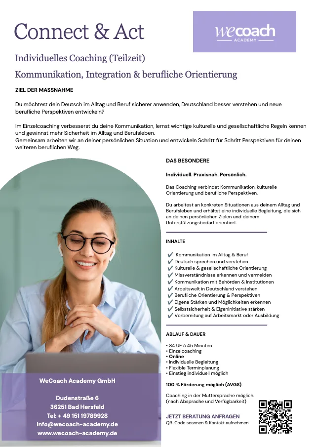 Flyer Connect & Act Online Coaching