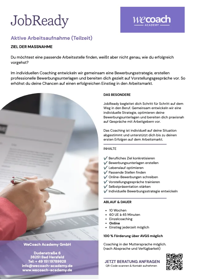 Flyer JobReady Online Coaching